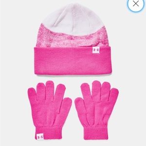 New Under Armour Girls' UA Beanie & Gloves Combo (Youth)